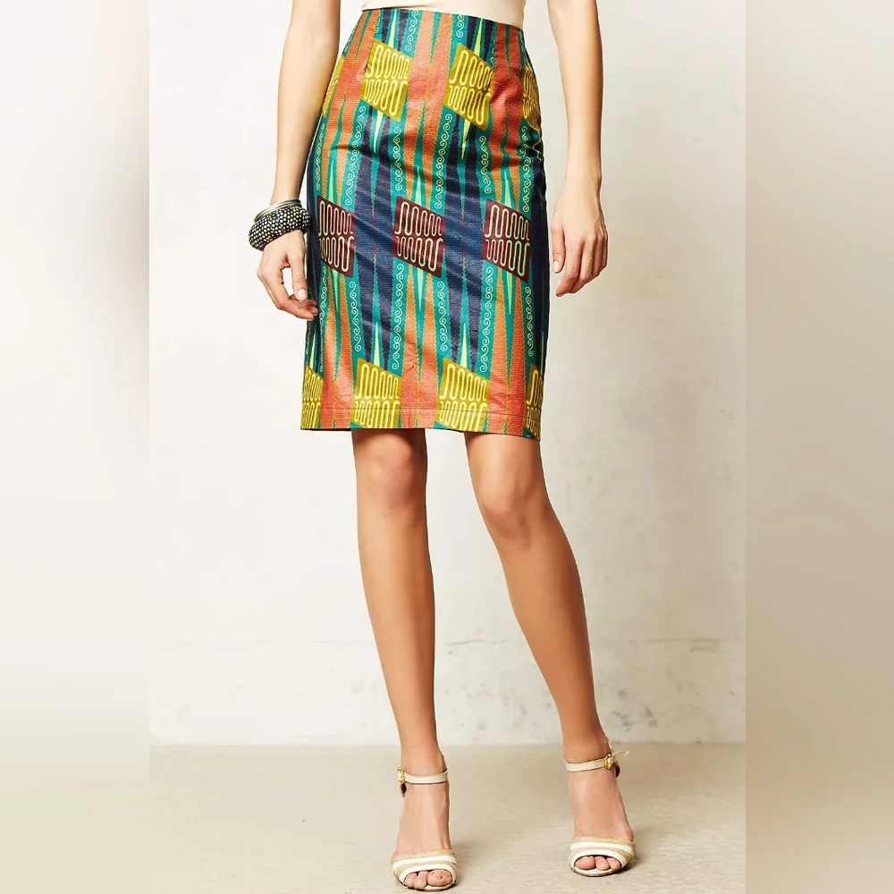 Legend & Song Kente Print, Dutch Wax Sleeveless Crop Top & A-Line Skirt, size 2